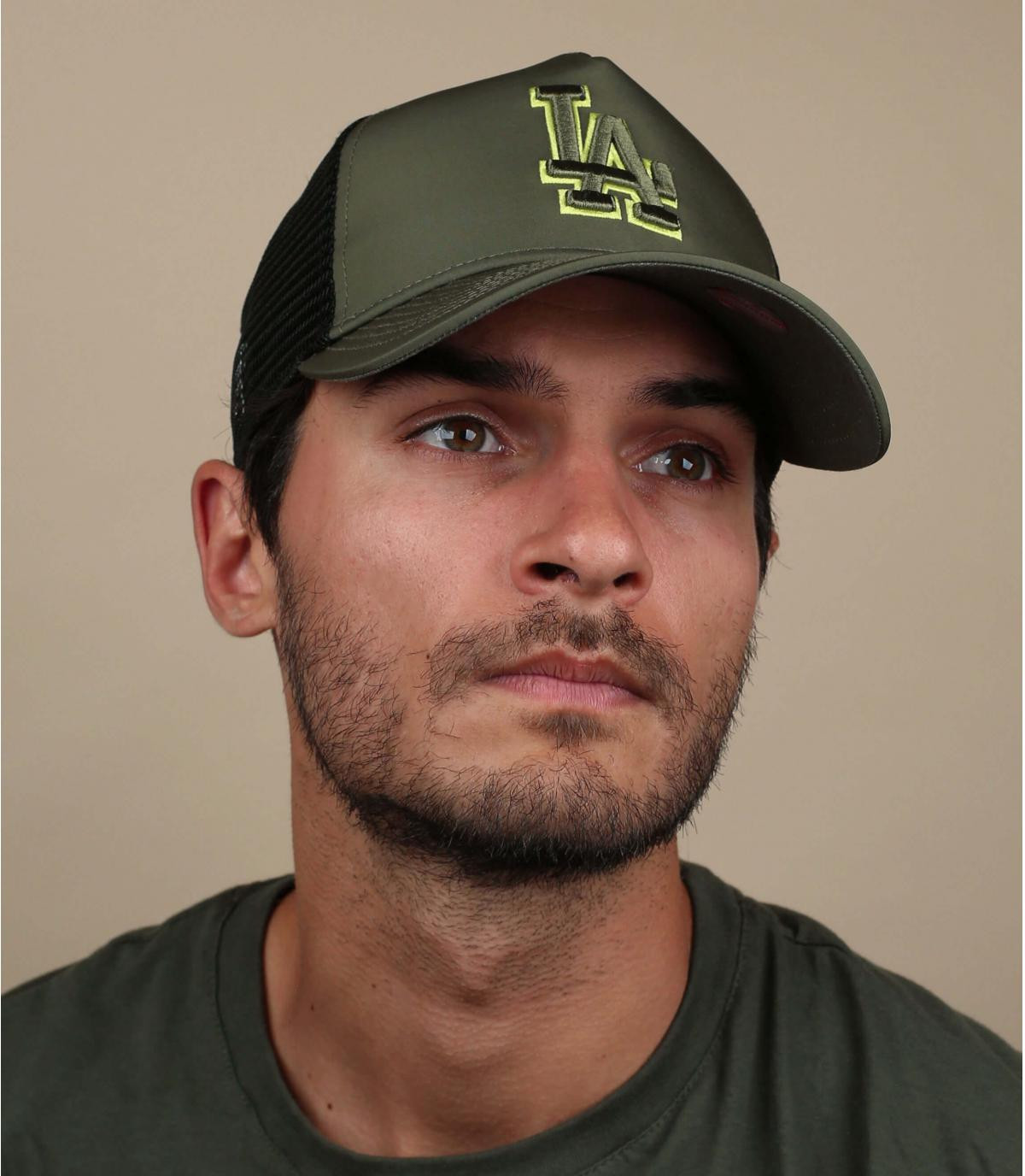 green nylon LA trucker Trucker Nylon Front LA olive